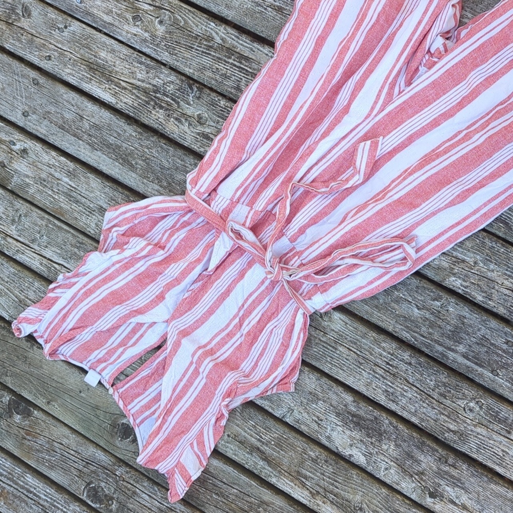 Cotton red striped jumpsuit